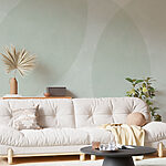 Wall murals White and green background with circles and lines