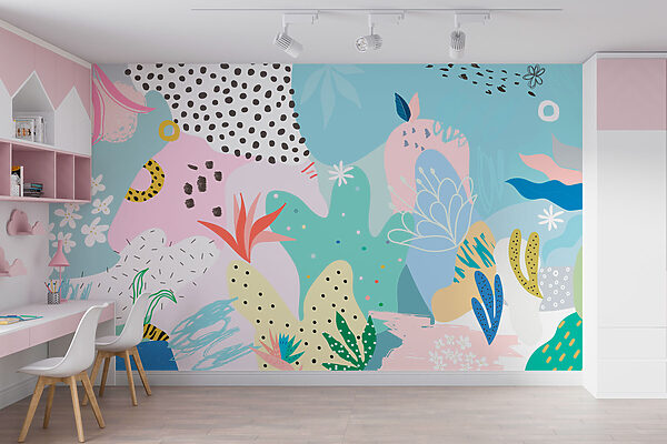 Colorful pattern with different shapes and colors Wall murals Colorful pattern with different shapes and colors