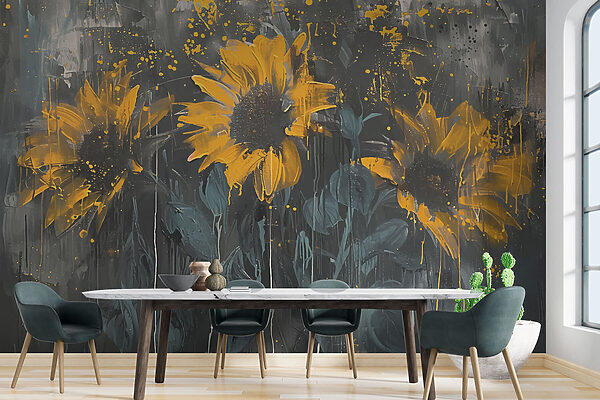 Painting of yellow flowers Wall murals Painting of yellow flowers