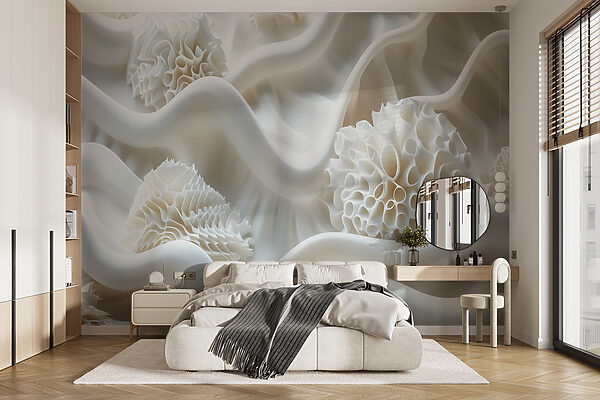 White fabric with white balls Wall murals White fabric with white balls