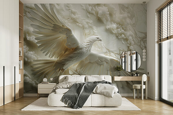 White bird flying in the air Wall murals White bird flying in the air