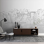 Wall murals Drawing of a city