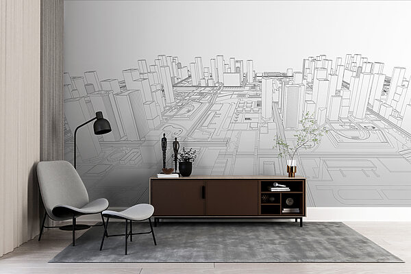 Wall mural Wall mural Drawing of a city (SKU: w01026)