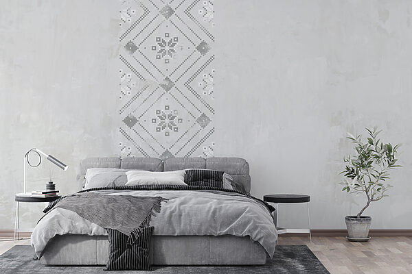 Wall mural Grey and white pattern on a white surface