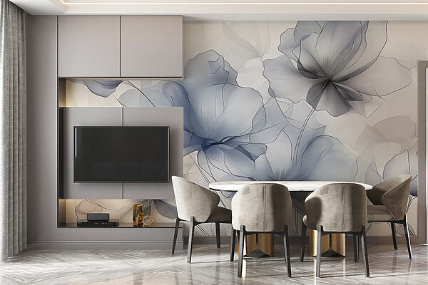 Ethereal Blossoms in Monochrome Hues Wall murals Ethereal Blossoms in Monochrome Hues