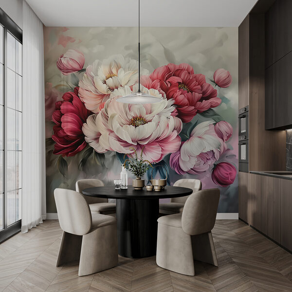 Wall mural Painting of flowers on a surface