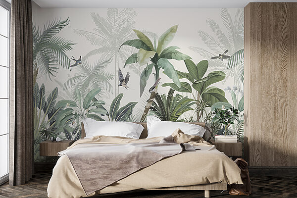 Wallpaper with a tropical forest Wall murals Wallpaper with a tropical forest