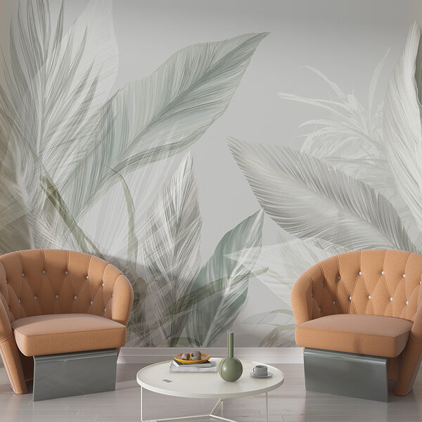 Ethereal Feathers in Soft Hues Wall mural Ethereal Feathers in Soft Hues