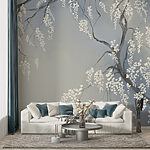 Wall mural Tree branch with white flowers