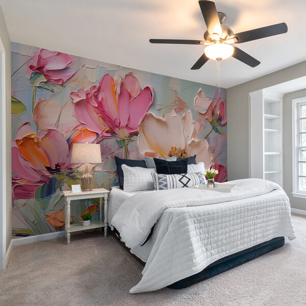 Painting of flowers on a canvas Wall murals Painting of flowers on a canvas