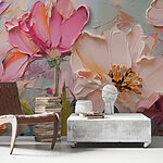 Wall murals Painting of flowers on a canvas