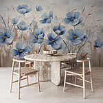 Wall mural Painting of blue flowers