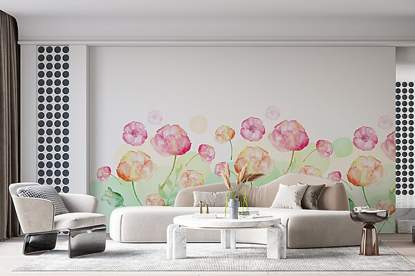 Watercolor painting of flowers Wall murals Watercolor painting of flowers