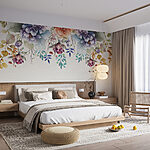 Wall murals Delicate floral watercolor arc