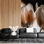Wall murals Elegant tulips in amber hues.