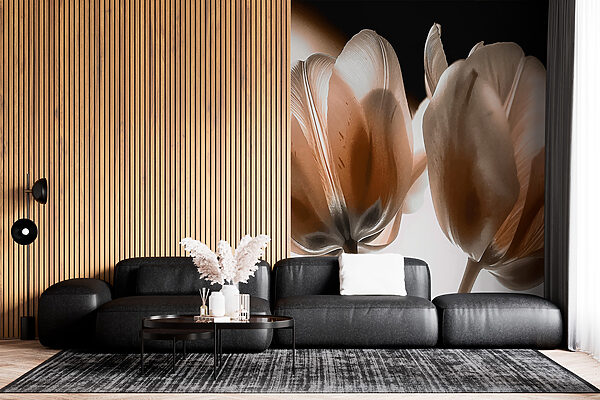 Elegant tulips in amber hues Wall murals Elegant tulips in amber hues