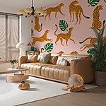 Wall murals Pattern of cheetahs and leaves