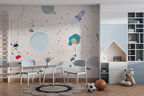 Cartoon of astronauts on the moon Wall murals Cartoon of astronauts on the moon