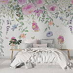 Wall murals Painting of flowers and butterflies