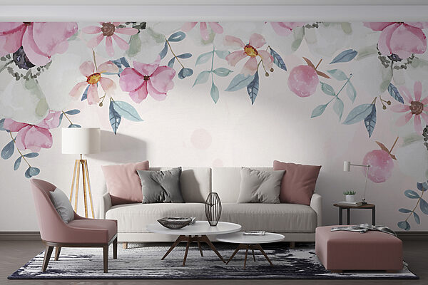 Watercolor painting of flowers Wall murals Watercolor painting of flowers