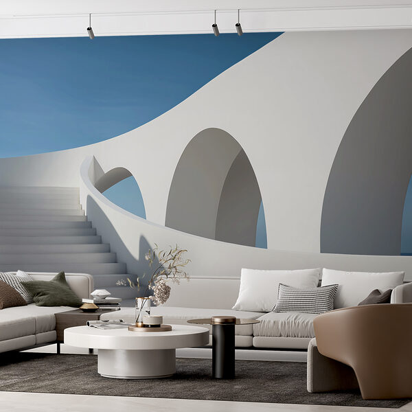 White staircase with arches Wall murals White staircase with arches
