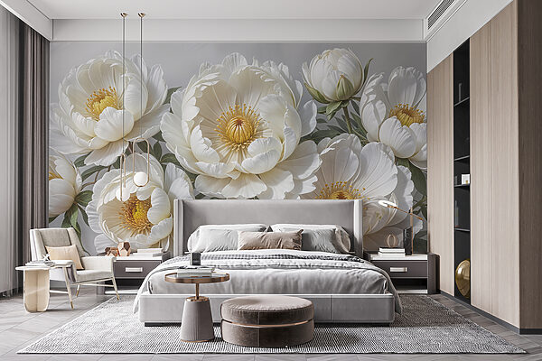 Group of white flowers Wall murals Group of white flowers