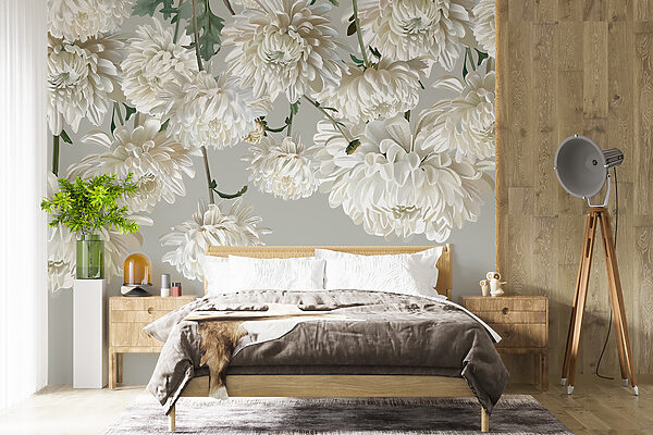 Wall murals Group of white flowers