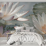 Wall murals Lotus blooms gleaming with morning dew.
