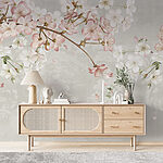 Wall mural Spring Blossoms Over Vintage Pattern