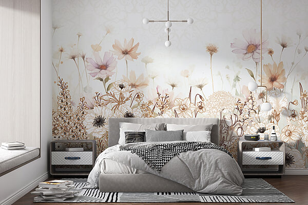Ethereal blooms in muted expressions Wall murals Ethereal blooms in muted expressions