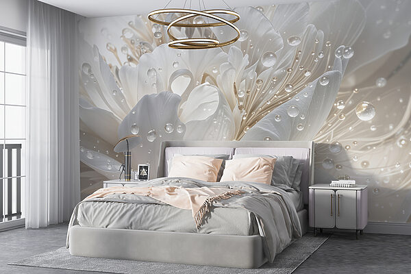 Dew-kissed petals shine brightly Wall murals Dew-kissed petals shine brightly
