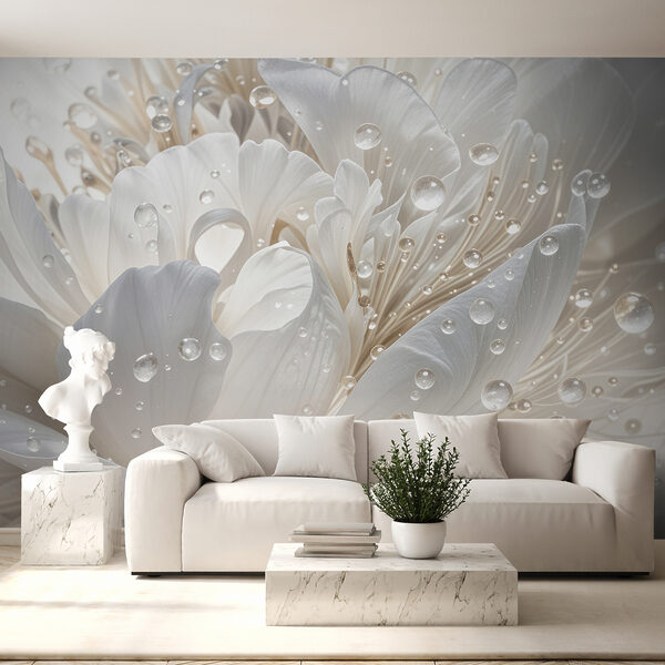 Wall mural Dew-kissed petals shine brightly