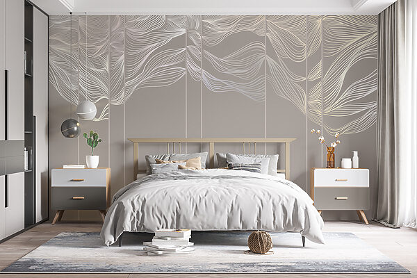 Wall murals Elegant Waves in Monochrome Tones