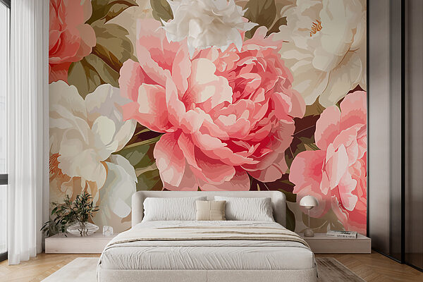 Wall murals Blossoming Peonies in Soft Hues (SKU: w01064) Wall murals Wall murals Blossoming Peonies in Soft Hues (SKU: w01064)