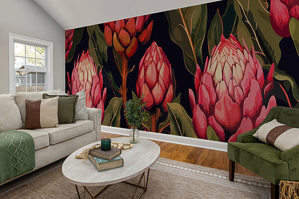 Wall murals Blooming Proteas in Vibrant Hues (SKU: w01065) Wall murals Wall murals Blooming Proteas in Vibrant Hues (SKU: w01065)
