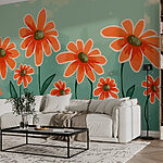 Wall murals Group of orange flowers