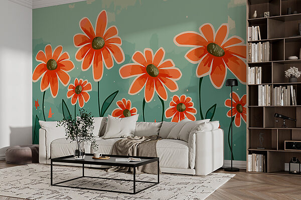 Group of orange flowers Wall murals Group of orange flowers