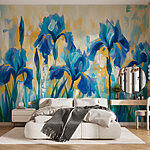 Wall murals Painting of blue flowers