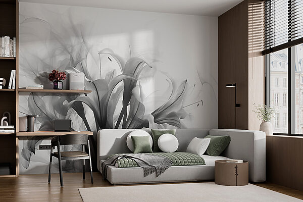 Wall murals Black and white image of flowers (SKU: w01072) Wall murals Wall murals Black and white image of flowers (SKU: w01072)