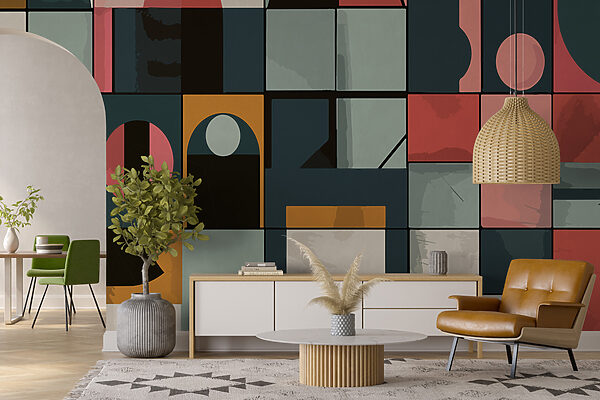Colorful pattern with different shapes Wall murals Colorful pattern with different shapes