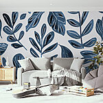Wall murals Pattern of blue leaves