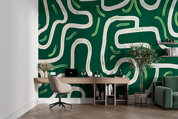 Wall mural Green and white maze