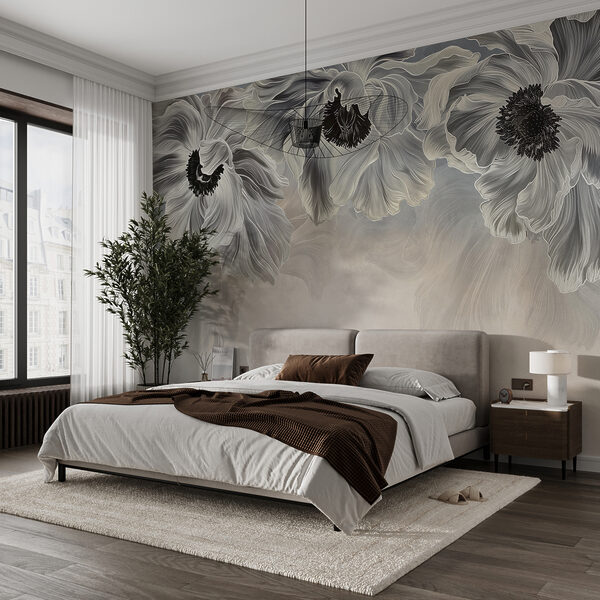 Ethereal Floral Grayscape Wall murals Ethereal Floral Grayscape