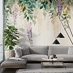 Wall mural Painting of flowers and leaves