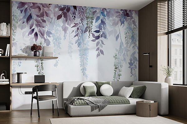 Painting of leaves and flowers Wall murals Painting of leaves and flowers