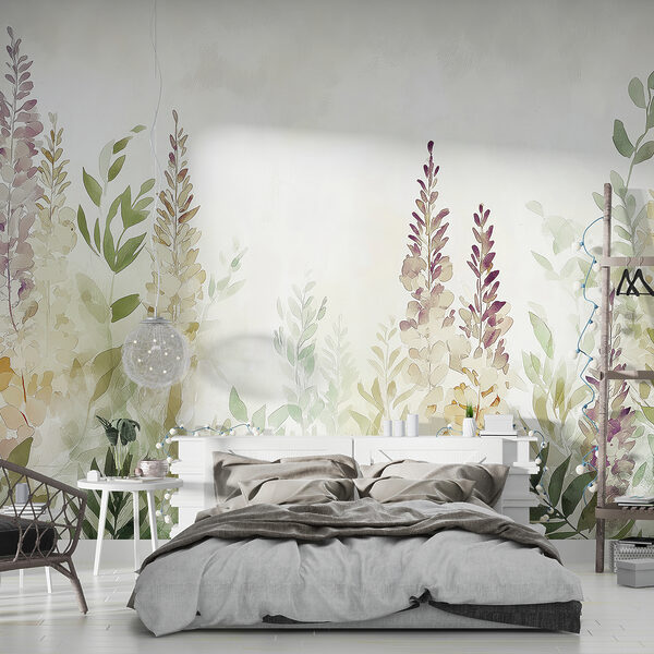 Painting of flowers and leaves Wall murals Painting of flowers and leaves