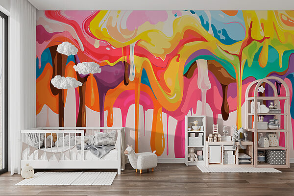 Colorful paint dripping down Wall murals Colorful paint dripping down