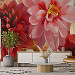 Wall murals Group of flowers with a blurry background
