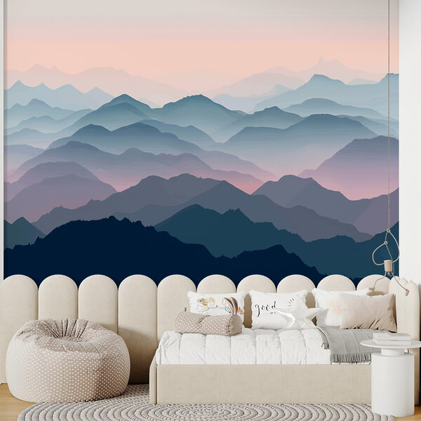 Wall mural Landscape of mountains with fog