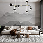 Wall murals Mountain range with fog